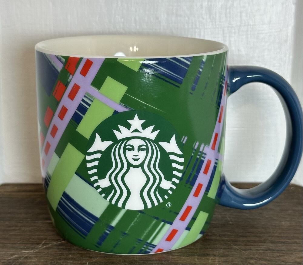 Starbucks 2020 Green Plaid Siren Logo Ceramic Coffee & Tea Mug 18 fl oz